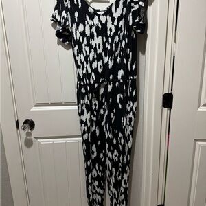 LuLaRoe Xoe Black and White Abstract Jumpsuit